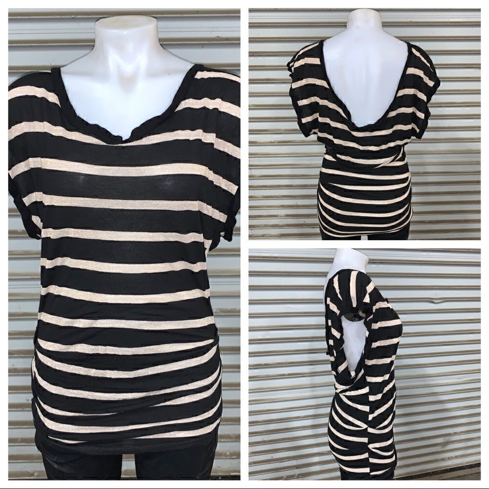 XXI stripped sleeveless top deep V in back